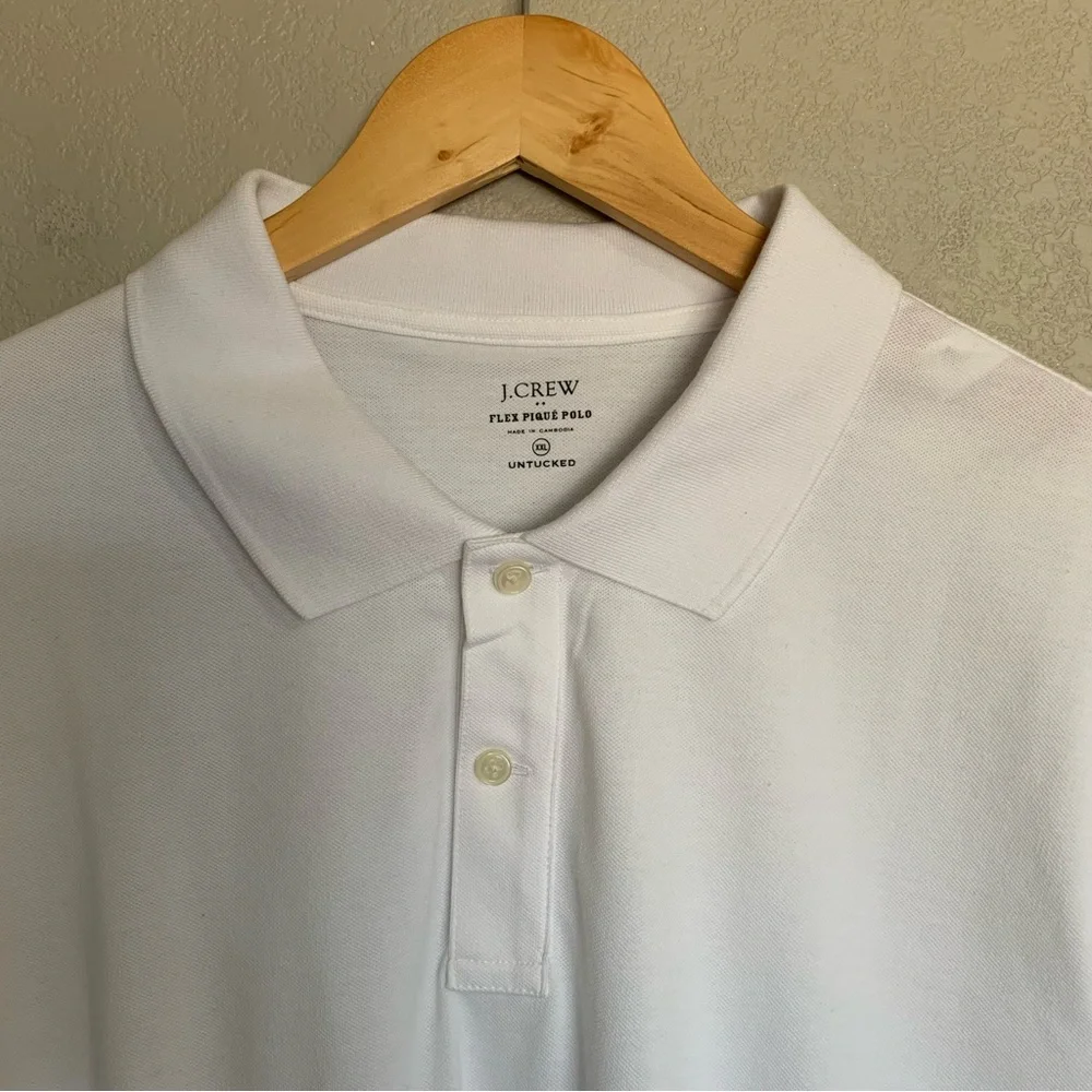 J Crew Factory Mens XXL White Flex Pique Polo Shirt Short Sleeve FLAWS